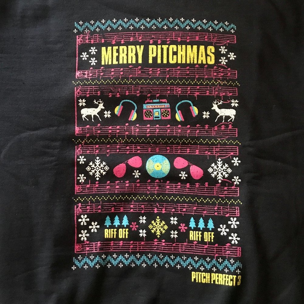 Merry Pitchmas "PITCH PERFECT 3" Exclusive CrewNeck Sweatshirt from press junket